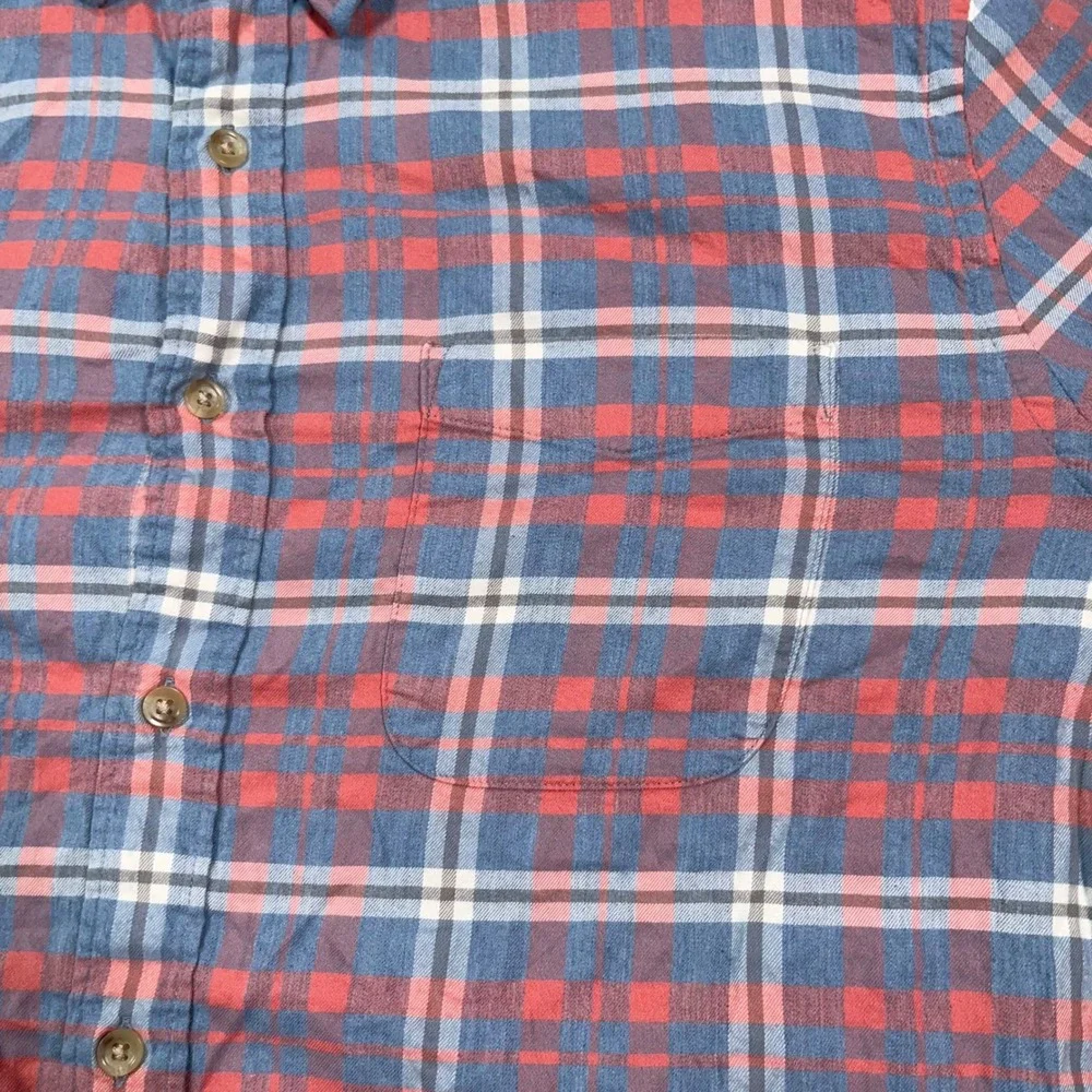 Faherty Movement Shirt Button Down Mens Large Plaid Performance Stretch Blue Red